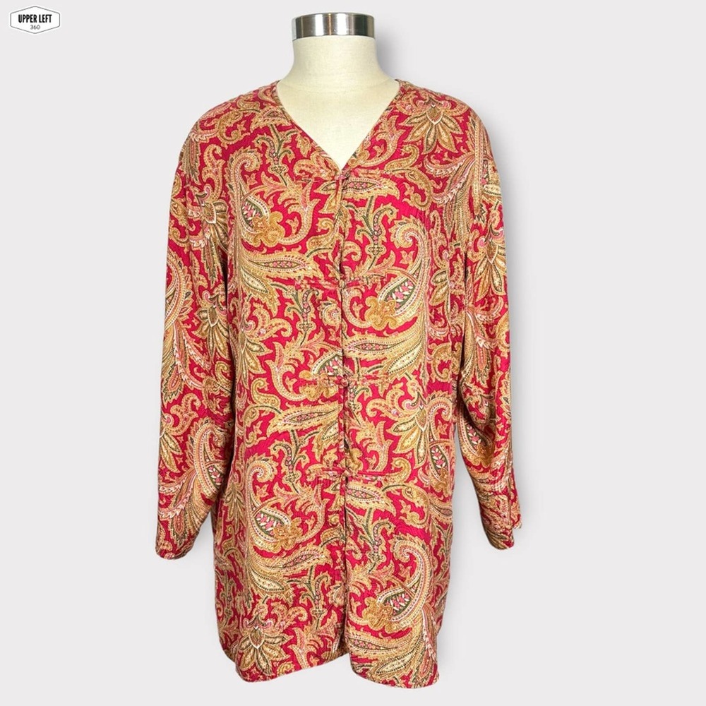100% Silk Vintage Victorias Secret Pullover Button Down Sleep Shirt Nightgown L